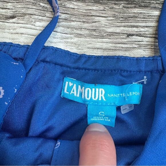 L'Amour Nanette Lepore Women's Seahorse Romper Blue White S SM Small Camisole - Picture 7 of 15